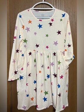 Wonder Nation Girls Long Sleeve Play Dress, Fresh Ivory